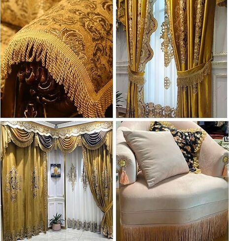 10 Yards 4.5cm/1.8inch Wide,Golden Sewing Fringe Trim,Fringe Tassel for Skirt Wedding Dress Lamp Shade Decoration(Golden) in Saudi Arabia