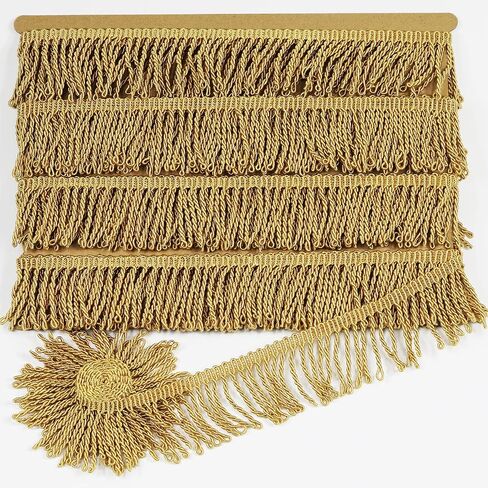 10 Yards 4.5cm/1.8inch Wide,Golden Sewing Fringe Trim,Fringe Tassel for Skirt Wedding Dress Lamp Shade Decoration(Golden) in Saudi Arabia
