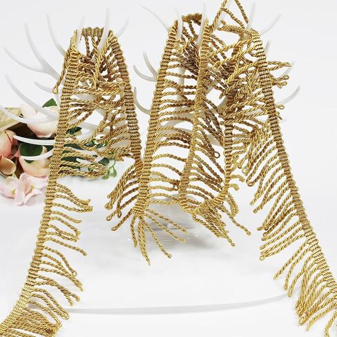 10 Yards 4.5cm/1.8inch Wide,Golden Sewing Fringe Trim,Fringe Tassel for Skirt Wedding Dress Lamp Shade Decoration(Golden) in Saudi Arabia