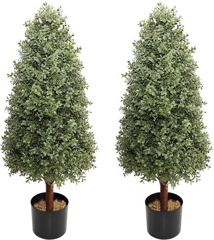 3.6ft Artificial Topiary Trees Set of 2, Faux Boxwood Plants Outdoor, Hold Nature Faux Trees Indoor for Porch Home Decor (43inch) in Saudi Arabia