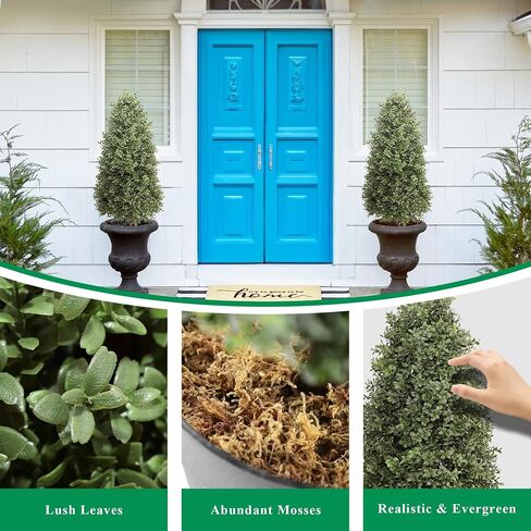 3.6ft Artificial Topiary Trees Set of 2, Faux Boxwood Plants Outdoor, Hold Nature Faux Trees Indoor for Porch Home Decor (43inch) in Saudi Arabia