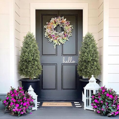 3.6ft Artificial Topiary Trees Set of 2, Faux Boxwood Plants Outdoor, Hold Nature Faux Trees Indoor for Porch Home Decor (43inch) in Saudi Arabia