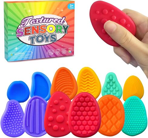 Sensory Stone Fidget Toys for Autism -12 Pack Textured Soft Worry Stones, Stress Anxiety Relief Sensory Toys for Kids & Adults, Calming Classroom Prizes, Office Coworker Gifts in Saudi Arabia