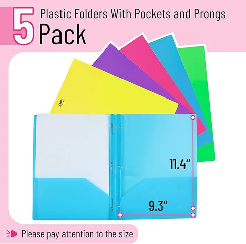 Mr. Pen- Plastic Folders with Pockets and Prongs, 5 Pack, Green, Pocket Folders, Folders with Prongs, File Folders with Fasteners, 2 Pocket Folder, Folder with Pockets, Two Pocket Folder in Saudi Arabia