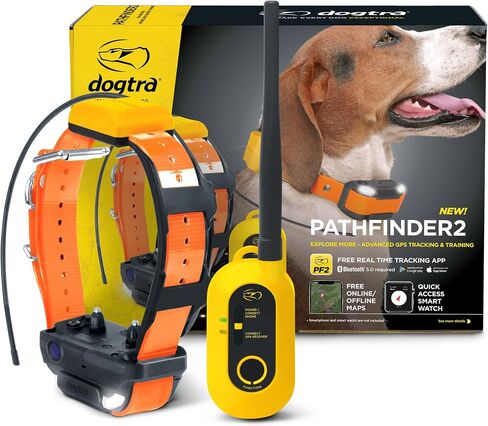 Dogtra Pathfinder 2 GPS Dog Tracker e Collar 9 Mile Long Range LED Light No Monthly fees Free App Waterproof Smartwatch Control Satellite Real Time Tracking Multiple Dogs Smartphone Required in Saudi Arabia