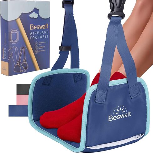 Portable Airplane Foot Hammock for Plane Travel with Memory Foam & Hardboard for No Feet or Leg Clashing - Long Flight Air Travel Essentials to Relax Your Feet Rest Flying Overseas by Beswalt (Pink) in Saudi Arabia