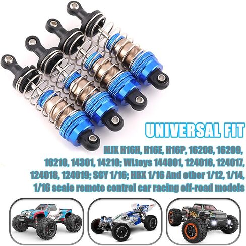 Oil-Fill Shock Absorbers for 1/14 1/16 1/12 RC Cars, 75mm Hydraulic Suspension Kit, DIY Refillable Dampers with Alloy Body, Compatible for MJX, HSP, WLtoys, SCY, FMS, Traxxas (Oil Not Included) in Saudi Arabia