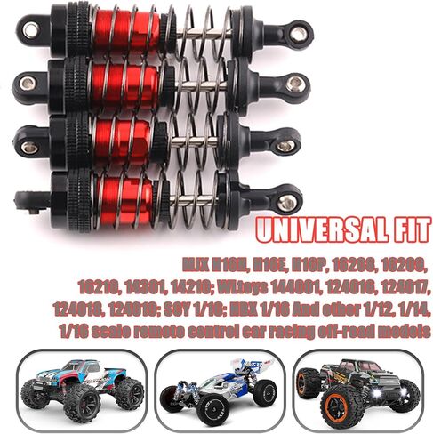 Oil-Fill Shock Absorbers for 1/14 1/16 1/12 RC Cars, 75mm Hydraulic Suspension Kit, DIY Refillable Dampers with Alloy Body, Compatible for MJX, HSP, WLtoys, SCY, FMS, Traxxas (Oil Not Included) in Saudi Arabia