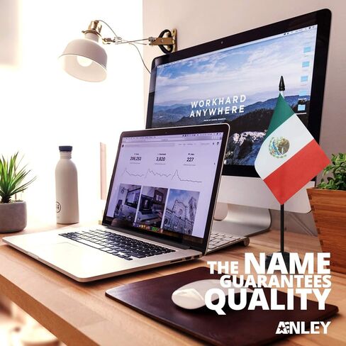 ANLEY Japan Deluxe Desk Flag Set - 6 x 4 Inch Miniature Japanese Desktop Flag with 12" Solid Pole - Vivid Color and Fade Resistant - Black Base and Spear Top in Kuwait