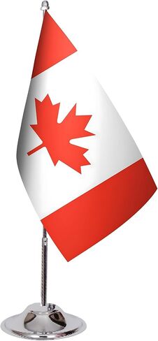 United States Table Flag 5.9 x 8.9 Inch - USA - US - American Desk Flag with 13 Inch Chrome Pole and 3.07 Inch Base - Deluxe Satin Fabric in Kuwait