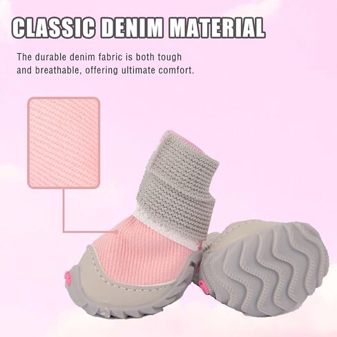 Soft Dog Shoes for Small Dogs,Dog Paw Protector for Outdoor Activies,Anti-Slip Dog Boots, Size 2, Pink in Saudi Arabia