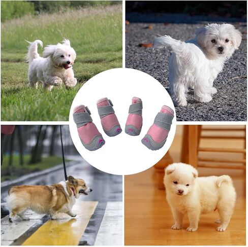 Soft Dog Shoes for Small Dogs,Dog Paw Protector for Outdoor Activies,Anti-Slip Dog Boots, Size 2, Pink in Saudi Arabia