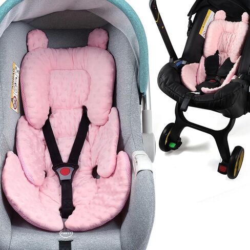 3in1 Reversible Carseat Head Body Support Newborn,3D Minnky Infant Car Seat Insert,Extra Soft Breathable Baby Car Seat Pillow Cushion Boys Girls,fit Stroller,Bouncer,Swing(Pink) in Saudi Arabia