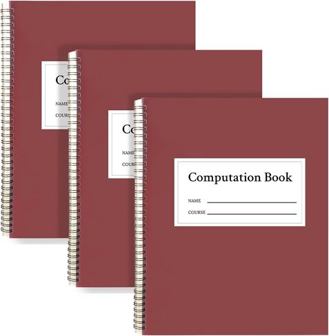 3 Pack Computation Notebook Spiral 4 X 4 Quad National Graph Paper 9 1/4" x 11 3/4" Math Composition Book Engineering Grid Notebook Red 76 sheets with Eye-ease Paper Waterproof Cover for Science in Kuwait
