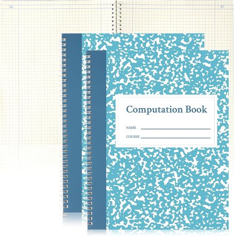 3 Pack Computation Notebook Spiral 4 X 4 Quad National Graph Paper 9 1/4" x 11 3/4" Math Composition Book Engineering Grid Notebook Red 76 sheets with Eye-ease Paper Waterproof Cover for Science in Kuwait