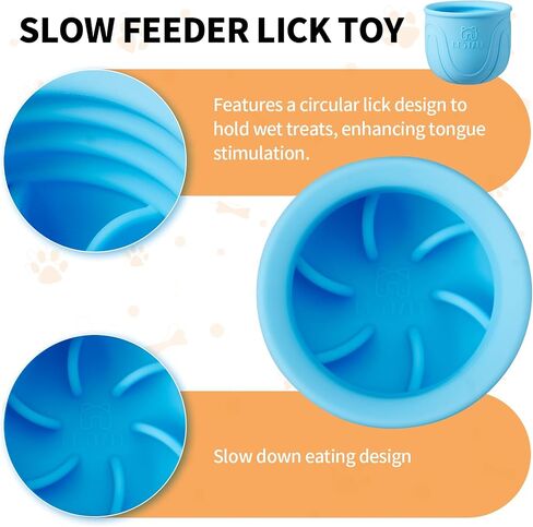 Interactive Dog Toy, 2-in-1 Topple Long-Lasting Treat Dispenser Dog Puzzle Feeder Toys, Stuffable Enrichment Freeze Lick Bowl for Boredom, Reduces Anxiety Silicone Fetch Catch Chew Toy in Kuwait