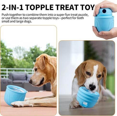 Interactive Dog Toy, 2-in-1 Topple Long-Lasting Treat Dispenser Dog Puzzle Feeder Toys, Stuffable Enrichment Freeze Lick Bowl for Boredom, Reduces Anxiety Silicone Fetch Catch Chew Toy in Kuwait