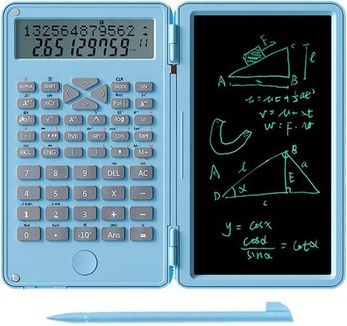 2 in 1 Scientific Calculator with Writing Tablet, Desktop Pocket LCD Science Calculator Notepad Professional Financial Calculator for Home School Office Business(White) in Saudi Arabia