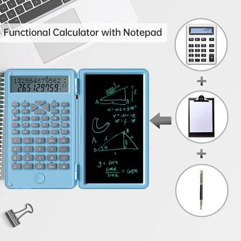 2 in 1 Scientific Calculator with Writing Tablet, Desktop Pocket LCD Science Calculator Notepad Professional Financial Calculator for Home School Office Business(White) in Saudi Arabia
