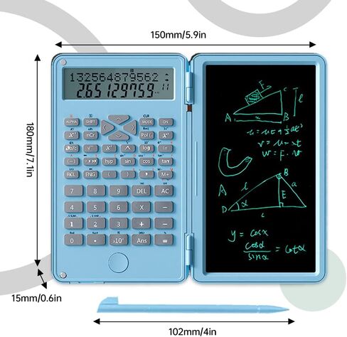 2 in 1 Scientific Calculator with Writing Tablet, Desktop Pocket LCD Science Calculator Notepad Professional Financial Calculator for Home School Office Business(White) in Saudi Arabia