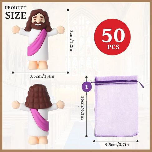 Mini Jesus Figurines in Bulk 50 Pack with Storage Bag, Little Jesus Figures Pocket Size Jesus Mini Figure Religious Christian Gifts Jesus for Sunday School Easter Eggs Stuffers Church Decoration in Saudi Arabia