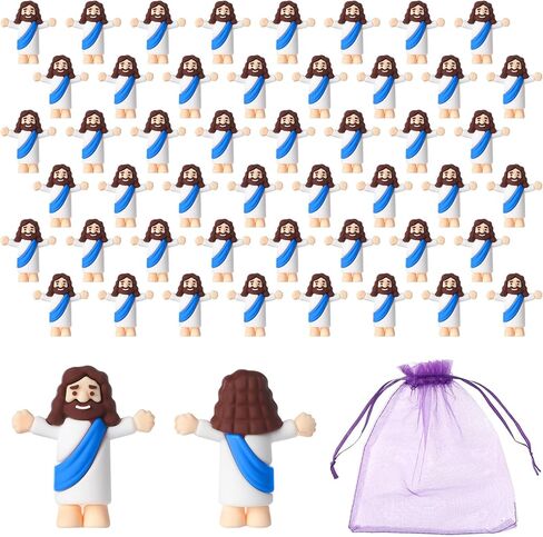 تماثيل يسوع المصغرة بكميات كبيرة 50 حزمة مع حقيبة التخزين ، شخصيات يسوع الصغيرة حجم الجيب حجم يسوع مصغرة الهدايا المسيحية الدينية يسوع لمدرسة يوم الأحد بيض عيد الفصح دخن الكنيسة in Saudi Arabia