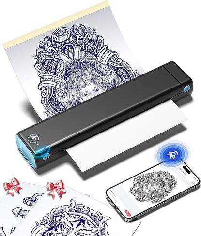 Phomemo M08F Wireless Tattoo Transfer Stencil Printer, Tattoo Transfer Thermal Copier Machine with 10pcs Free Transfer Paper, Tattoo Printer Kit for Tattoo Artists, Compatible with Smartphone & Pc in Kuwait