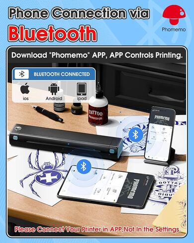 Phomemo M08F Wireless Tattoo Transfer Stencil Printer, Tattoo Transfer Thermal Copier Machine with 10pcs Free Transfer Paper, Tattoo Printer Kit for Tattoo Artists, Compatible with Smartphone & Pc in Kuwait