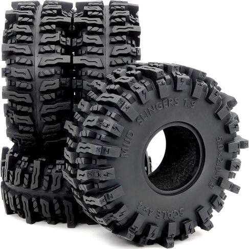 HOBBYSOUL 5.0'' Tall RC 1.9 crawler tires (Super Soft Sticky) T10 Mud Slingers Tyre For 1/10 Rock Crawling TRX4 high trail SCX10 Wraith Upgrade, HS701546 in Saudi Arabia