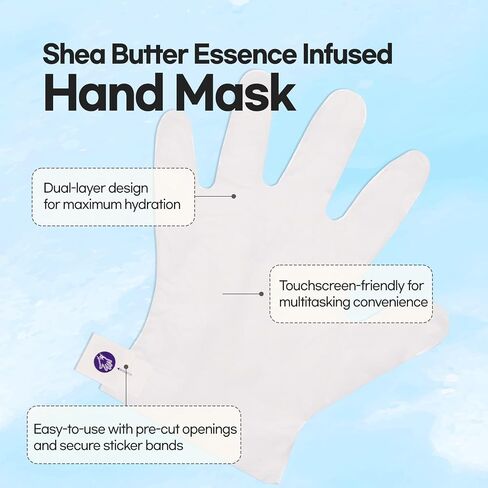 Epielle Intensive Repairing Hand Masks (Gloves-6pk) for Dry Hands Spa Masks Hand cream & lotion | Coconut Oil + Milk Extract + Hyaluronic Acid, Mothers Day Gifts in Kuwait