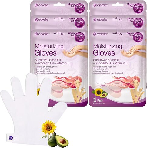 Epielle Moisturizing Hand Masks (Gloves 6pk) for Dry Hands Spa Masks | Sunflower Seed Oil + Avocado Oil + Vitamin E, Beauty Gifts, Skincare Gifts. STOCKING STUFFERS!! in Kuwait