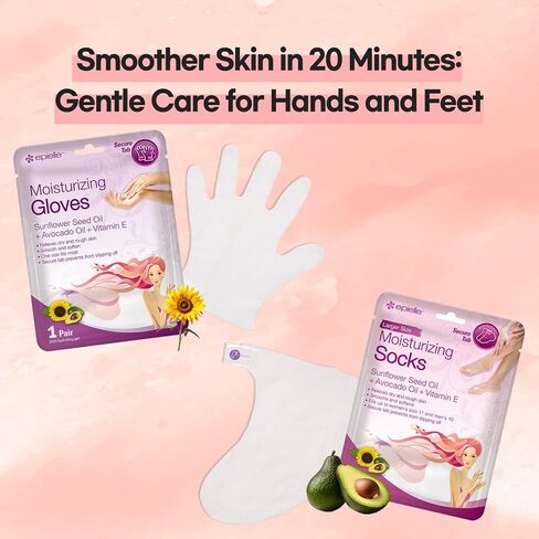 Epielle Moisturizing Hand Masks (Gloves 6pk) for Dry Hands Spa Masks | Sunflower Seed Oil + Avocado Oil + Vitamin E, Beauty Gifts, Skincare Gifts. STOCKING STUFFERS!! in Kuwait