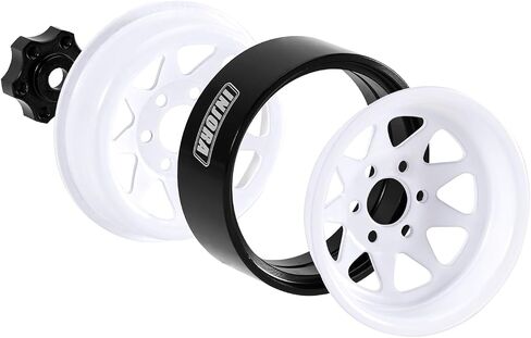 INJORA -4.05mm Offset Stamped Steel 1.3" Beadlock Wheels, White in Kuwait
