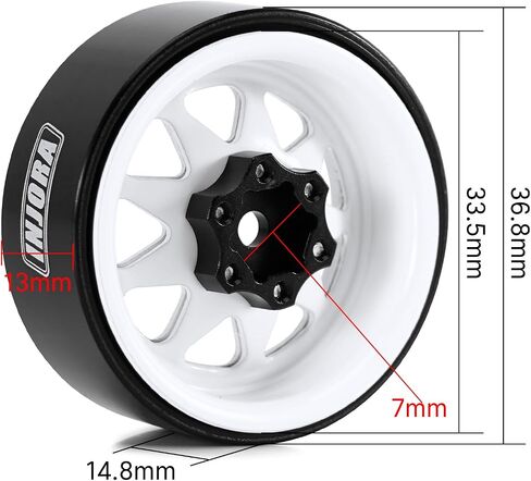 INJORA -4.05mm Offset Stamped Steel 1.3" Beadlock Wheels, White in Kuwait
