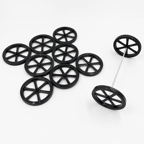 10PCS Model Toy Wheel 44mm Toy Car Wheels with 5PCS Shaft Round Rod Axles for DIY Model Toy RC Car Truck Robot Parts (Black) in Kuwait