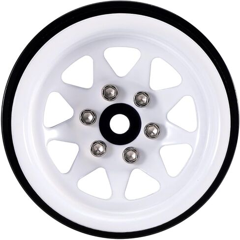 INJORA -4.05mm Offset Stamped Steel 1.3" Beadlock Wheels, White in Kuwait