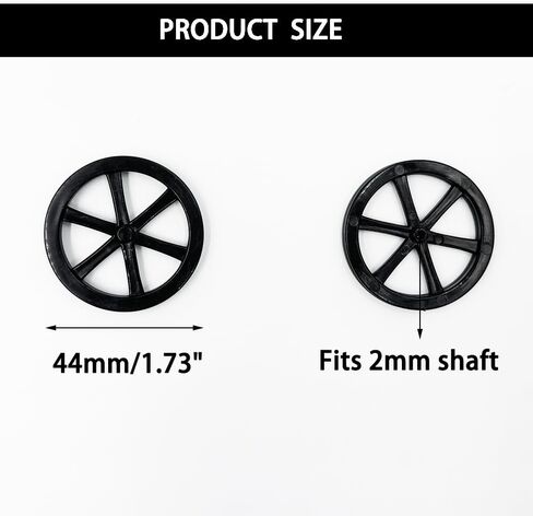 10PCS Model Toy Wheel 44mm Toy Car Wheels with 5PCS Shaft Round Rod Axles for DIY Model Toy RC Car Truck Robot Parts (Black) in Kuwait