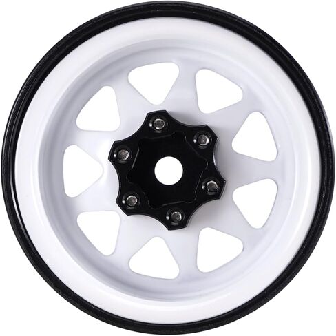 INJORA -4.05mm Offset Stamped Steel 1.3" Beadlock Wheels, White in Kuwait