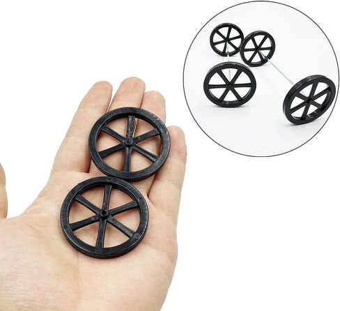 10PCS Model Toy Wheel 44mm Toy Car Wheels with 5PCS Shaft Round Rod Axles for DIY Model Toy RC Car Truck Robot Parts (Black) in Kuwait