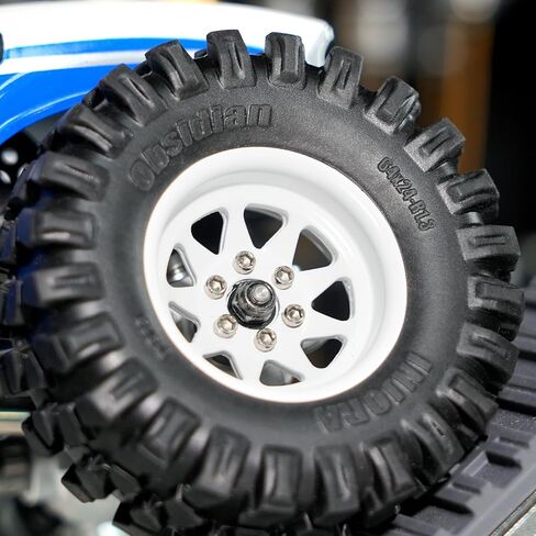 INJORA -4.05mm Offset Stamped Steel 1.3" Beadlock Wheels, White in Kuwait