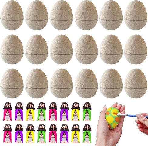 20 Pcs Paper Mache Easter Eggs DIY Easter Craft Eggs Empty Fillable Paintable Unfinished Paper Mache Eggs DIY Eggs Ornament for Easter Egg Hunt Surprise Eggs Easter DIY Craft Decorations Ornaments in Saudi Arabia