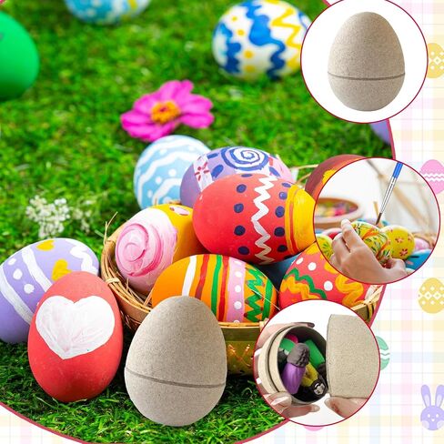 20 Pcs Paper Mache Easter Eggs DIY Easter Craft Eggs Empty Fillable Paintable Unfinished Paper Mache Eggs DIY Eggs Ornament for Easter Egg Hunt Surprise Eggs Easter DIY Craft Decorations Ornaments in Saudi Arabia
