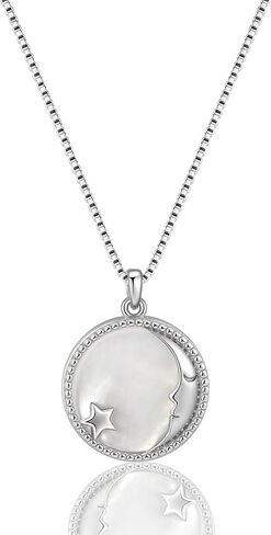 Magical Star & Moon Charm Necklace – Dainty Mother of Pearl Pendant for Women & Girls in Saudi Arabia