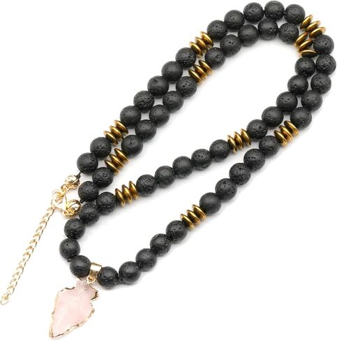 Elisajewelryart - Natural SboSidian Arrow Head Head Pendant Black Lava Stone Necklace Heline Gemstone Gemones Stone Clasp Necklace Necklace Usisex (22 ، Obsidian) in Saudi Arabia
