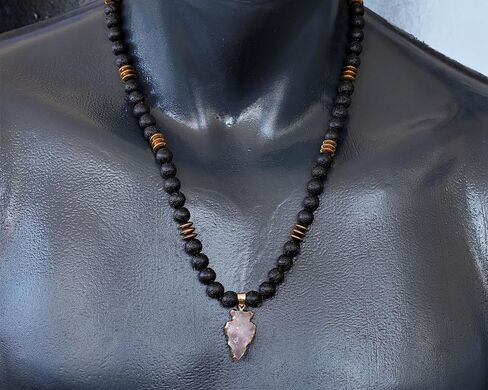 Elisajewelryart - Natural SboSidian Arrow Head Head Pendant Black Lava Stone Necklace Heline Gemstone Gemones Stone Clasp Necklace Necklace Usisex (22 ، Obsidian) in Saudi Arabia