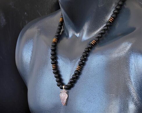 Elisajewelryart - Natural SboSidian Arrow Head Head Pendant Black Lava Stone Necklace Heline Gemstone Gemones Stone Clasp Necklace Necklace Usisex (22 ، Obsidian) in Saudi Arabia