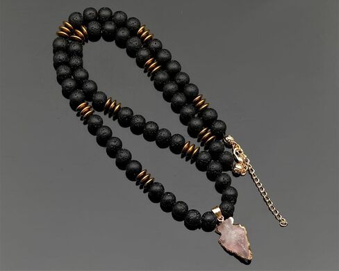 Elisajewelryart - Natural SboSidian Arrow Head Head Pendant Black Lava Stone Necklace Heline Gemstone Gemones Stone Clasp Necklace Necklace Usisex (22 ، Obsidian) in Saudi Arabia