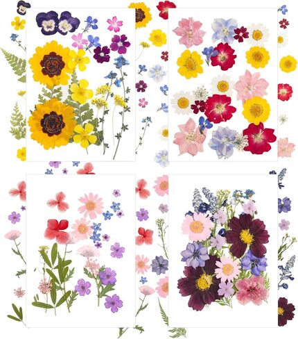 Natural Dried Pressed Flowers 100 Pcs for Crafts and Epoxy Resin Molds, Unique Color Dried Pressed Leaves for DIY Scrapbooking, Candles, Soap Making in Saudi Arabia