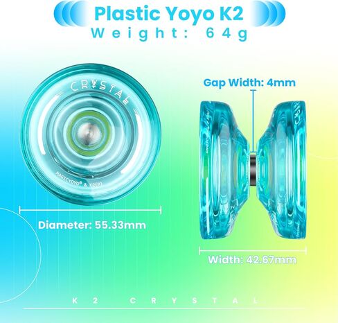 MAGICYOYO K2 Crystal Yoyo احترافية سريعة الاستجابة للأطفال المبتدئين، يويو ثنائي الغرض مع محمل يويو إضافي غير مستجيب للمتقدم + 12 خيط يويو + أداة إزالة + حقيبة تخزين (أخضر) in Kuwait