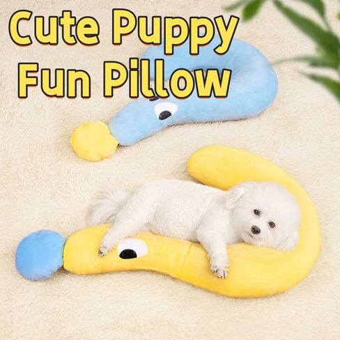 Cute Pet Pillow for Dogs and Cats, Universal Neck Support Cushion, Soft and Comfortable, Multi-Functional Washable Pillow for Small and Large Pets - Neck Pillow & Cuddle Cushion (Yellow) in Saudi Arabia